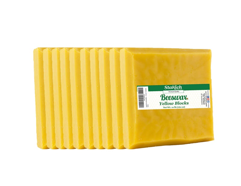 Stakich Yellow Beeswax Block - Natural, Triple Filtered - 10 Pound - Image 1